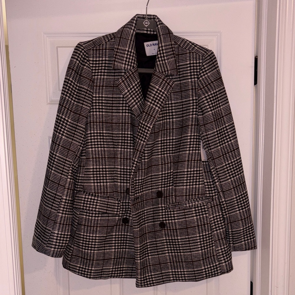 Old Navy Black and White Checkered Blazer